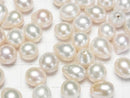[Video] Fresh Water Pearl AA++ Loose stone Drop -Potato 8-11mm [Half Drilled Hole] White 10pcs