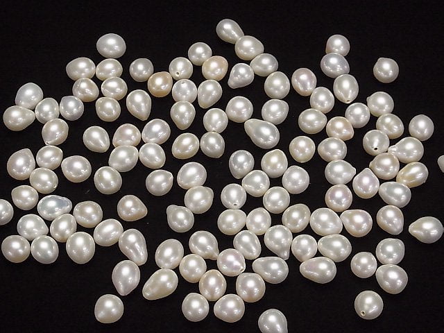 [Video] Fresh Water Pearl AA++ Loose stone Drop -Potato 8-11mm [Half Drilled Hole] White 10pcs