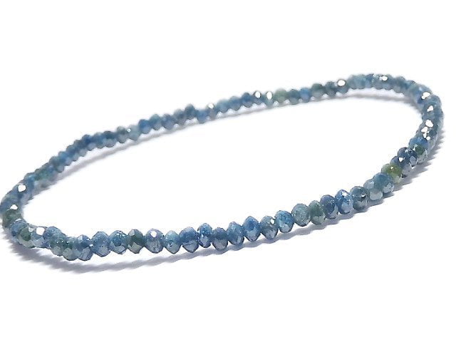 [Video][One of a kind] [1mm Hole] Blue Diamond Faceted Button Roundel Bracelet NO.4