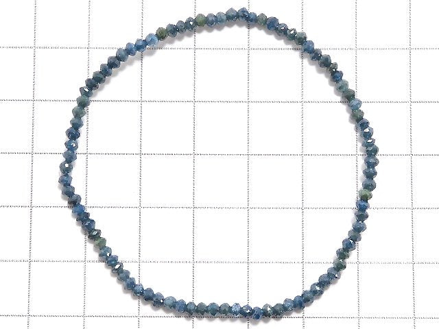 [Video][One of a kind] [1mm Hole] Blue Diamond Faceted Button Roundel Bracelet NO.5