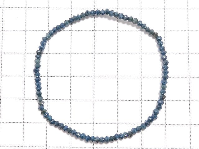 [Video][One of a kind] [1mm hole] Blue Diamond Faceted Button Roundel Bracelet NO.6