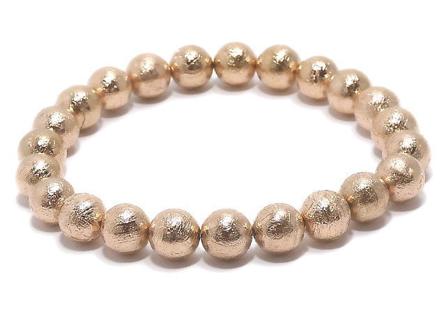 [Video][One of a kind] Meteorite Round 8mm Pink Gold Bracelet NO.4