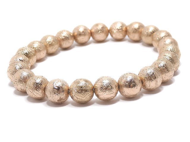 [Video][One of a kind] Meteorite Round 8mm Pink Gold Bracelet NO.6