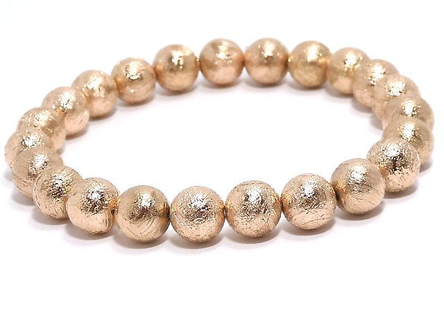 [Video][One of a kind] Meteorite Round 8mm Pink Gold Bracelet NO.9