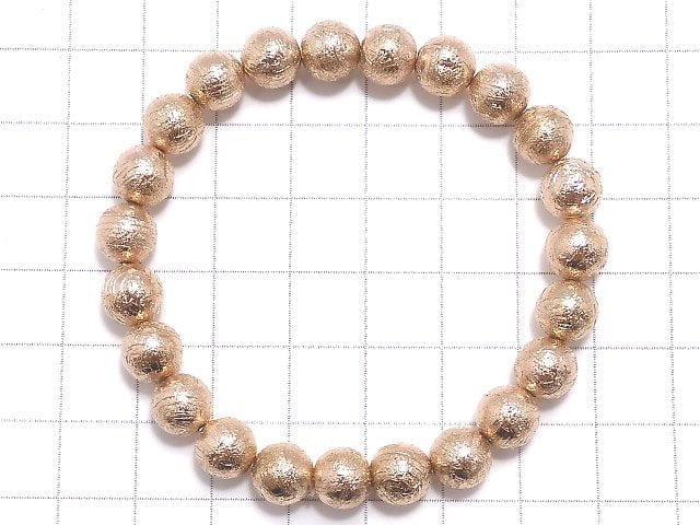 [Video][One of a kind] Meteorite Round 8mm Pink Gold Bracelet NO.10