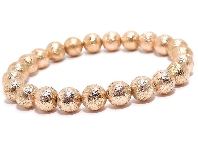 [Video][One of a kind] Meteorite Round 8mm Pink Gold Bracelet NO.10