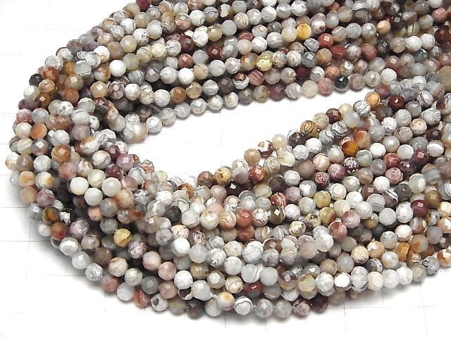 [Video]High Quality! Laguna Lace Agate Faceted Round 4mm 1strand beads (aprx.15inch/36cm)