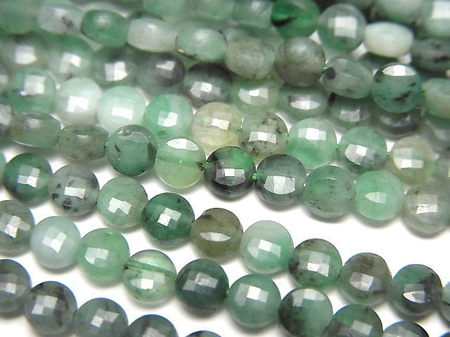 Coin, Emerald Gemstone Beads