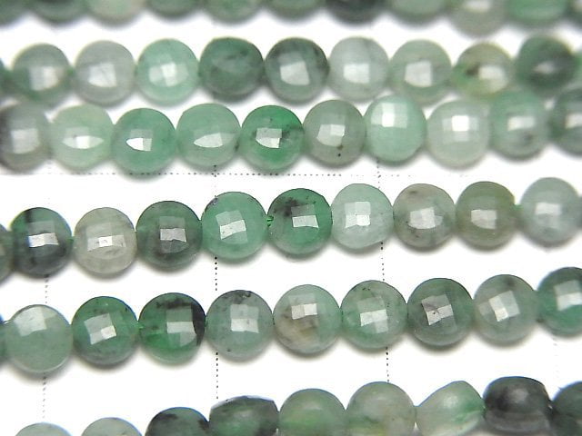 [Video]High Quality! Brazil Emerald AA+ Faceted Coin 4x4x2mm half or 1strand beads (aprx.15inch/36cm)