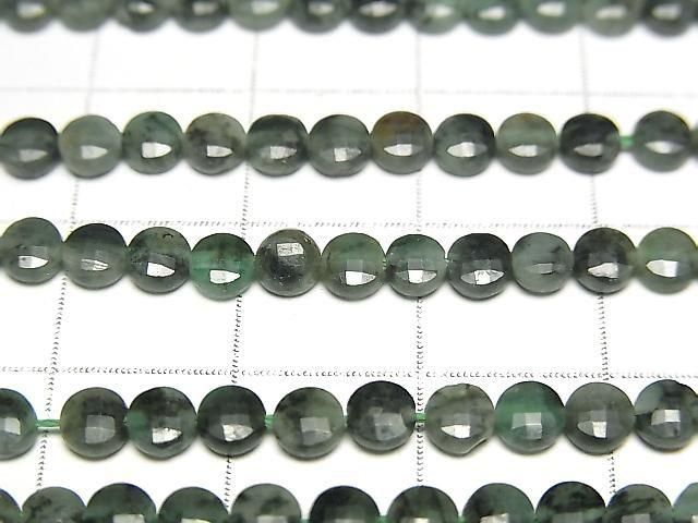 [Video]High Quality! Brazilian Emerald AA+ Faceted Coin 4x4x2mm half or 1strand beads (aprx.15inch/36cm)