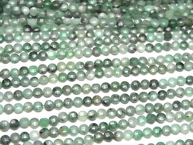 [Video]High Quality! Brazil Emerald AA+ Faceted Coin 4x4x2mm half or 1strand beads (aprx.15inch/36cm)