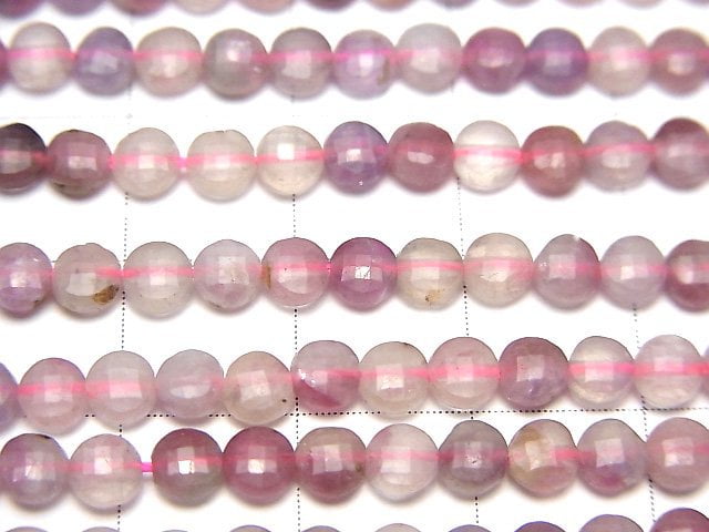 [Video]High Quality! Pink Tourmaline Silica AA+ Faceted Coin 4x4x2mm 1strand beads (aprx.15inch/36cm)