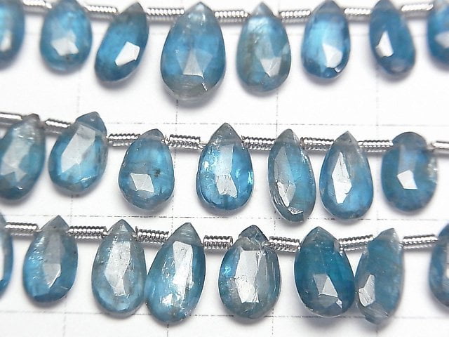 [Video] Indigo Blue Kyanite AA++ Pear shape Faceted Briolette [Light Color] 1strand beads (aprx.7inch/18cm)