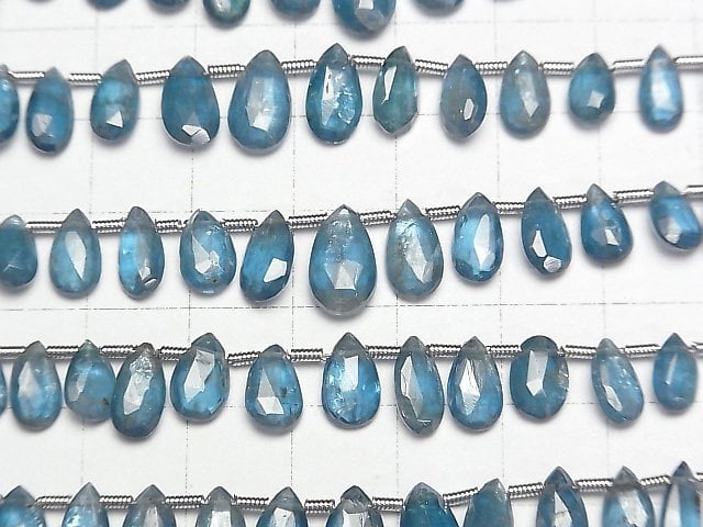 [Video] Indigo Blue Kyanite AA++ Pear shape Faceted Briolette [Light Color] 1strand beads (aprx.7inch/18cm)