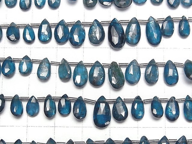 [Video] Indigo Blue Kyanite AA++ Pear shape Faceted Briolette 1strand beads (aprx.7inch/18cm)