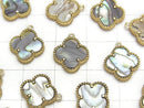 [Video] Abalone Shell Flower Charm 11x11mm [One Side] 18KGP 1pc