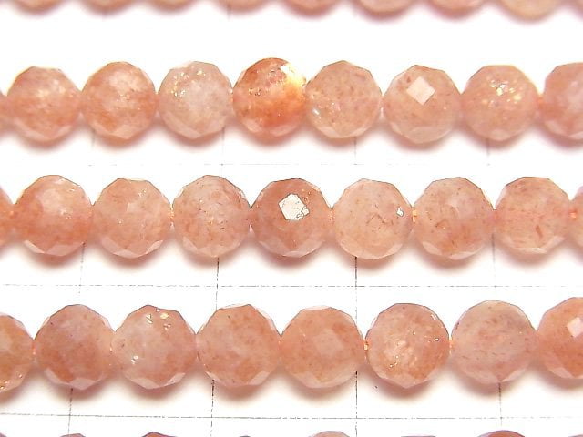 [Video]High Quality! Sunstone AA+ Faceted Round 6mm 1strand (aprx.15inch/36cm)