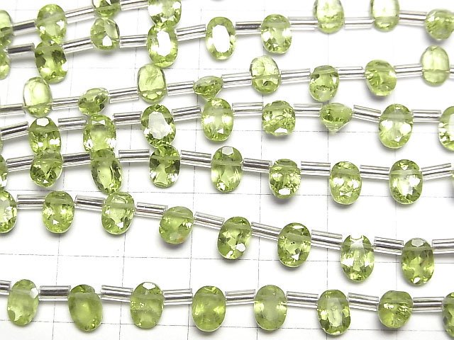 [Video]High Quality Peridot AA++ Oval Faceted 1strand beads (aprx.7inch/17cm)