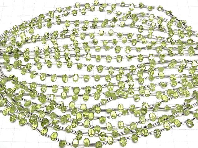 [Video]High Quality Peridot AA++ Oval Faceted 1strand beads (aprx.7inch/17cm)