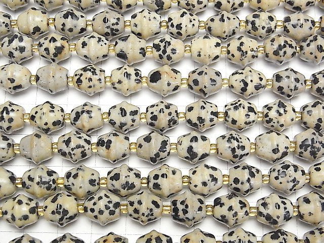 [Video]Dalmatian Jasper Bell 10mm 1strand beads (aprx.15inch/37cm)