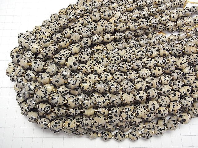 [Video]Dalmatian Jasper Bell 10mm 1strand beads (aprx.15inch/37cm)