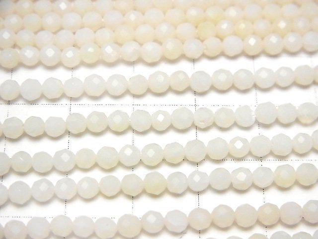 [Video]High Quality! White Coral Faceted Round 3mm 1strand beads (aprx.15inch/36cm)