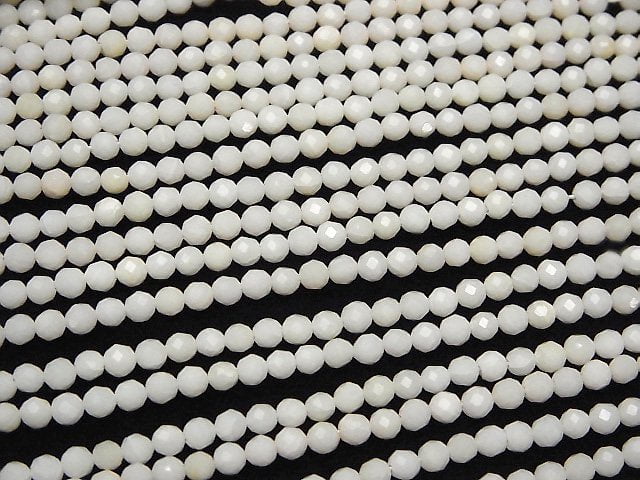 [Video]High Quality! White Coral Faceted Round 3mm 1strand beads (aprx.15inch/36cm)