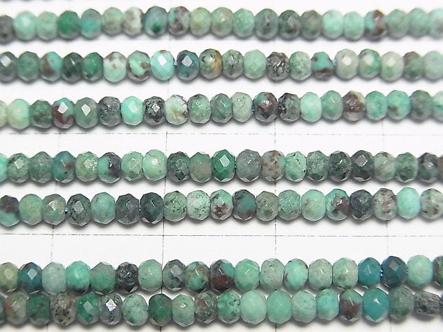 [Video]High Quality! Chrysocolla AA++ Faceted Button Roundel 3x3x2mm 1strand (aprx.15inch/37cm)