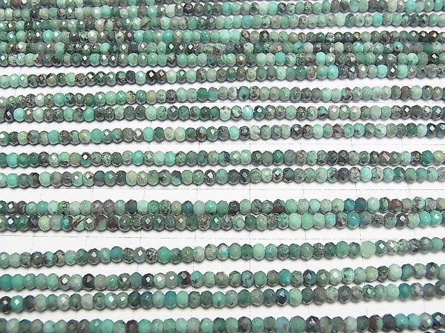 [Video]High Quality! Chrysocolla AA++ Faceted Button Roundel 3x3x2mm 1strand (aprx.15inch/37cm)