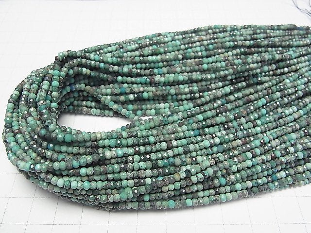 [Video]High Quality! Chrysocolla AA++ Faceted Button Roundel 3x3x2mm 1strand (aprx.15inch/37cm)