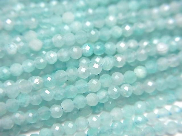 [Video]High Quality! Amazonite Silica AA++ Faceted Round 2mm 1strand beads (aprx.15inch/37cm)