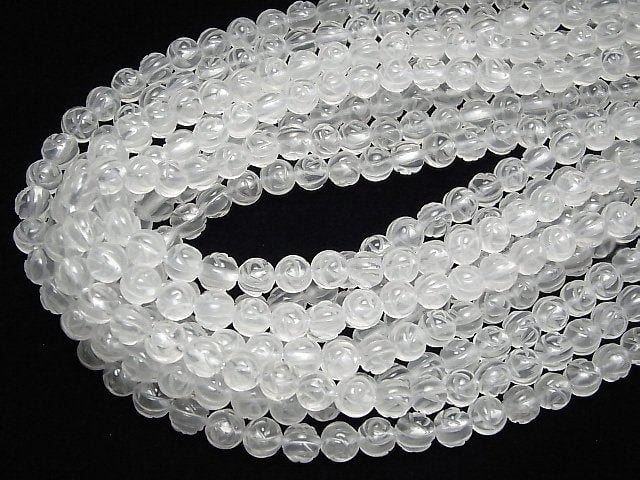 [Video] Milky Quartz AAA Round Rose Cut 8mm half or 1strand (aprx.14inch/34cm)