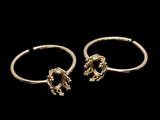 [Video] Silver925 Crown Ring Frame (Prong Setting) Oval 6x4mm 18KGP Free Size 1pc