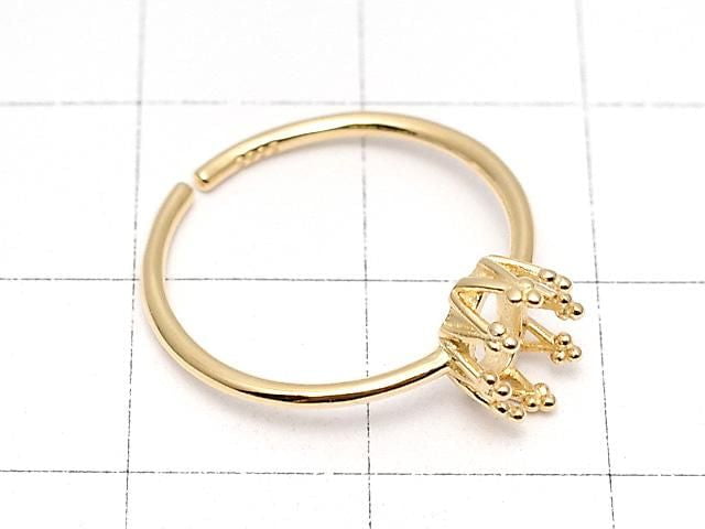 [Video] Silver925 Crown Ring Frame (Prong Setting) Oval 6x4mm 18KGP Free Size 1pc
