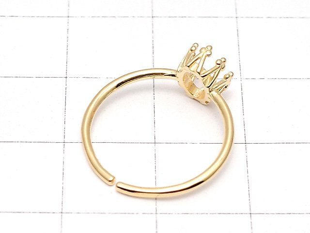 [Video]Silver925 Crown Ring Frame (Prong Setting) Oval 6x4mm 18KGP Free Size 1pc