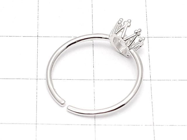 [Video] Silver925 Crown Ring Frame (Prong Setting) Oval 6x4mm Rhodium Plated One Size Fits All 1pc