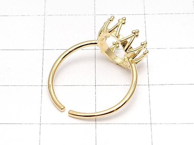 [Video] Silver925 Crown Ring Frame (Prong Setting) Oval 10x8mm 18KGP Free Size 1pc