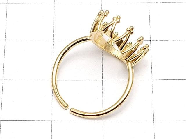 [Video] Silver925 Crown Ring Frame (Prong Setting) Oval 14x10mm 18KGP Free Size 1pc
