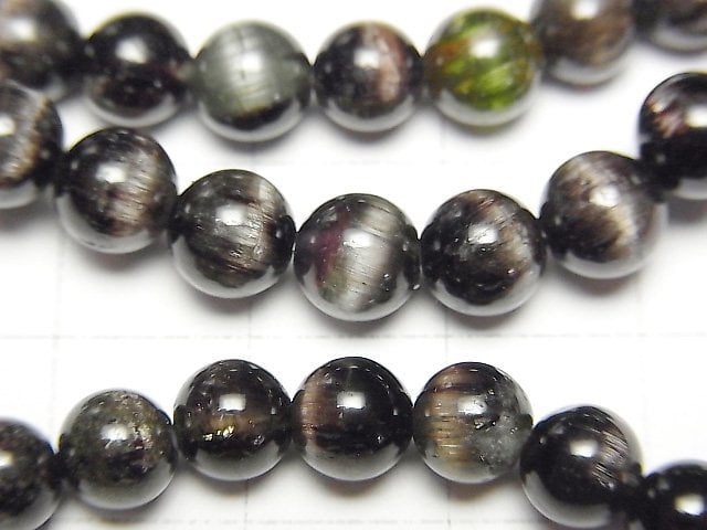 [Video] Brazil Tourmaline Cat's Eye Round 6mm Bracelet