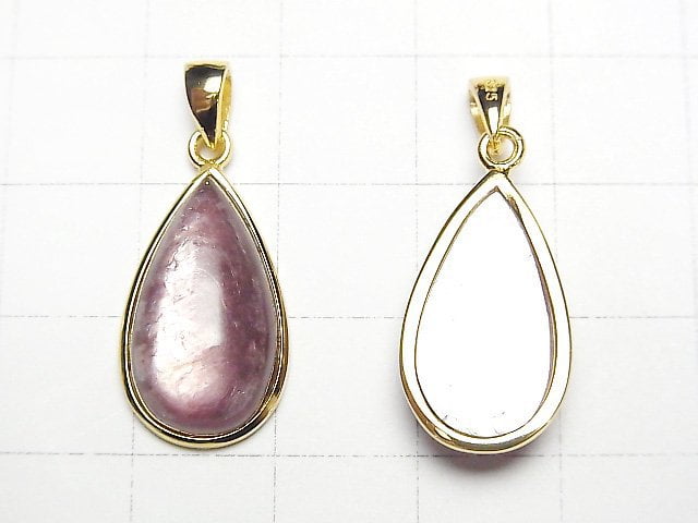 [Video]Lepidolite AAA Pear shape 15x10mm Pendant 18KGP 1pc