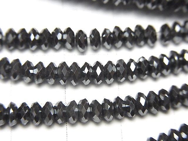 [Video]High Quality! Hematite Faceted Button Roundel 4x4x1.5mm 1strand (aprx.15inch/38cm)