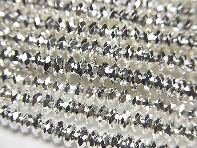 [Video] High Quality! Hematite Faceted Button Rondelle 4x4x1.5mm Silver Coated 1-Strand Bead (approx. 15inch/38cm)