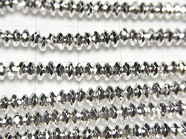 [Video] High Quality! Hematite Faceted Button Rondelle 4x4x1.5mm Silver Coated 1-Strand Bead (approx. 15inch/38cm)