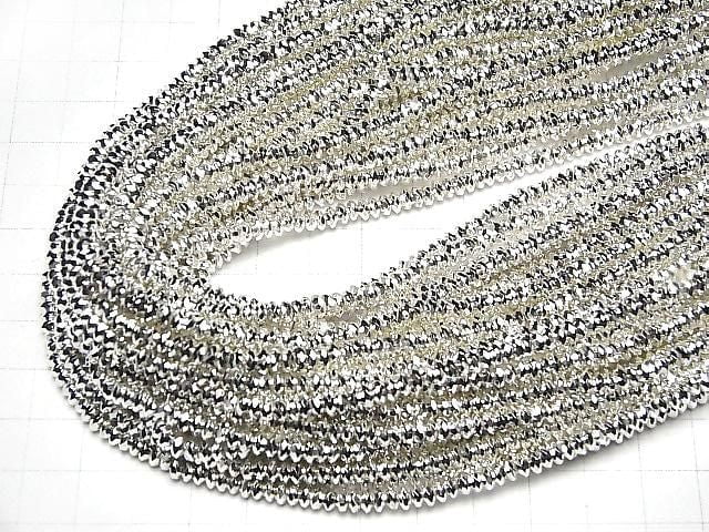 [Video] High Quality! Hematite Faceted Button Rondelle 4x4x1.5mm Silver Coated 1-Strand Bead (approx. 15inch/38cm)