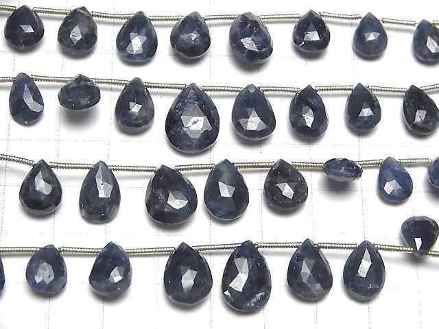 [Video]Blue Sapphire AA++ Pear shape Faceted Briolette half or 1strand (16pcs )
