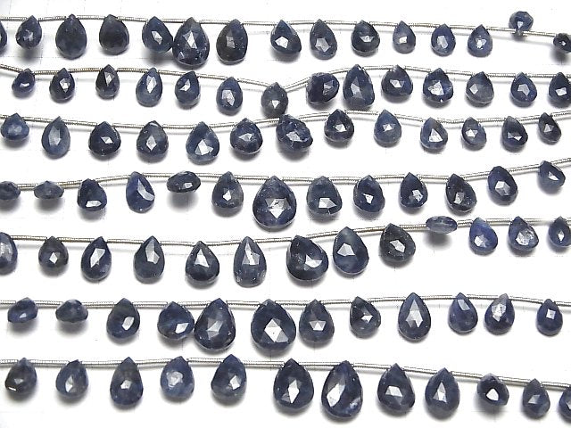 [Video]Blue Sapphire AA++ Pear shape Faceted Briolette half or 1strand (16pcs )