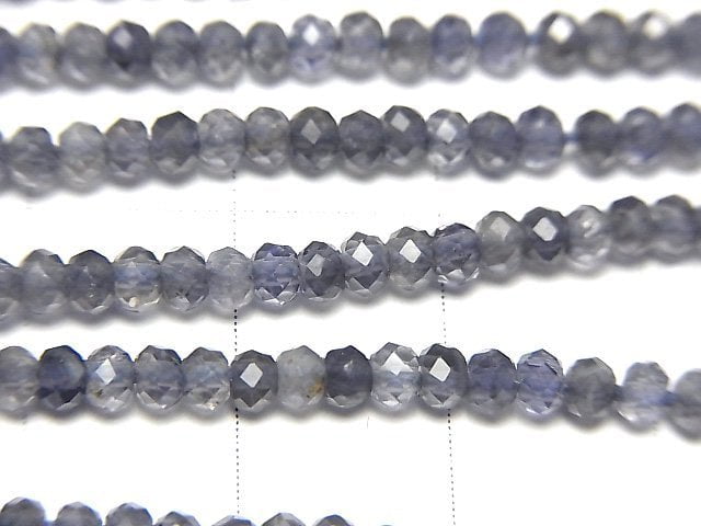 [Video]High Quality! Iolite AAA Faceted Button Rondelle 3x3x2mm 1strand (aprx.12inch/30cm)