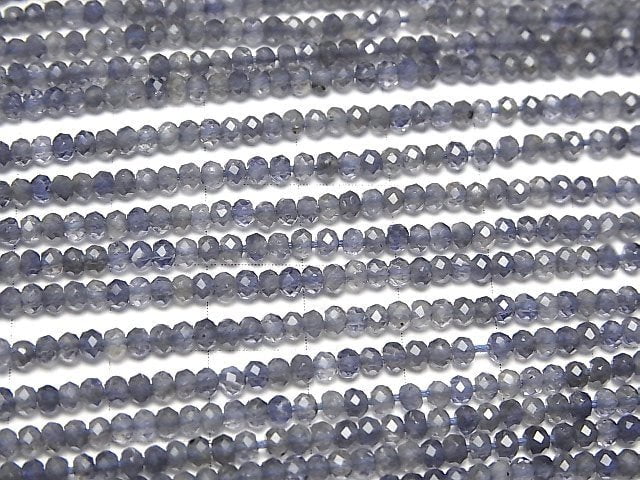 [Video]High Quality! Iolite AAA Faceted Button Rondelle 3x3x2mm 1strand (aprx.12inch/30cm)