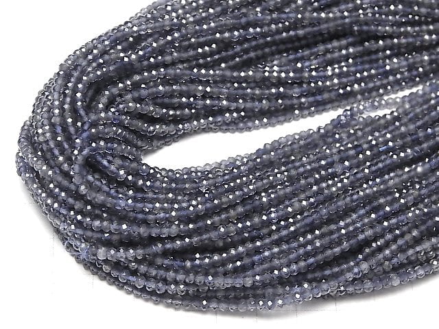 [Video]High Quality! Iolite AAA Faceted Button Rondelle 3x3x2mm 1strand (aprx.12inch/30cm)
