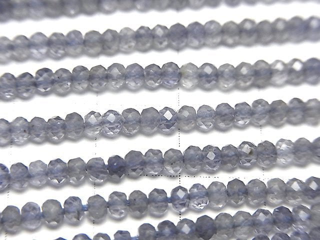[Video]High Quality! Iolite AAA- Faceted Button Rondelle 3x3x2mm [Light color] 1strand (aprx.12inch/30cm)
